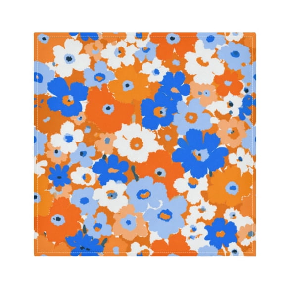 1 Pack 20'' x20" Satin Table Napkins Dinner Napkins for wedding Party Decoration events Orange and Blue Small Flowers