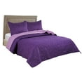 thumbnail image 7 of Legacy Decor 3 Pcs Shell & Seahorse Stitched Pinsonic Reversible Lightweight All Season Bedspread Quilt Coverlet Oversize, Purple Color, King Size, 7 of 7