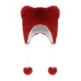 thumbnail image 3 of Gorro de con orejas de oso, gorro con protección para los oídos, suave y cálido, para ciclismo y escalada al aire libre Rojo, 3 of 8