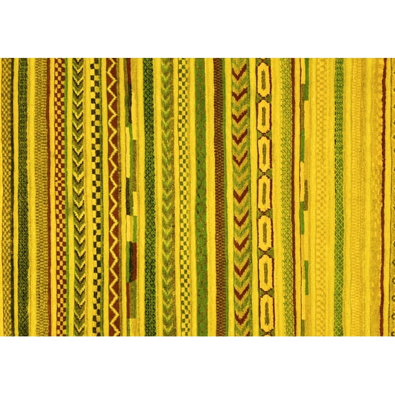 Ahgly Company Indoor Rectangle Oriental Yellow Modern Area Rugs, 3' x 5'