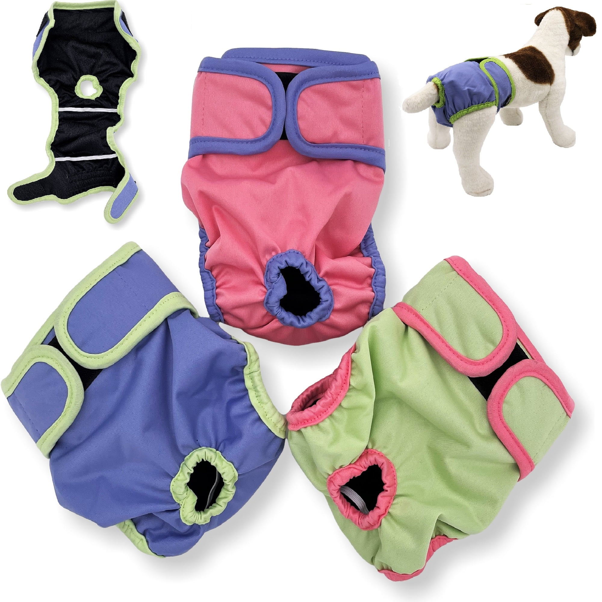 Pack of 3 Female Dog Diapers Cat Waterproof Leak Proof Washable Sanitary Panties for Small Medium and Large Pets
