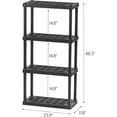 thumbnail image 3 of 4-Shelf Light Duty Plastic Storage Shelves, 200lb Capacity, 48"H x 24"W x 12"D, Modular Shelving Unit for Garage, Home, Bathroom & Laundry - Black, 3 of 9