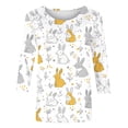 thumbnail image 5 of LangJing Easter Shirts for Women 3/4 Length Sleeve Tops Cute Bunny Eggs Printed Crew Neck Tunics Dressy Casual Summer Blouses 2026 White XXL, 5 of 5