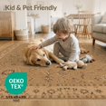 thumbnail image 4 of ODIKA 4'x6' Washable Area Rug Warm Beige Floral Elegance Intricate Borders Classic Garden Motif Design, for Dorm Room, Small Living Stain Resistant Low Profile, Easy Care, 4 of 7