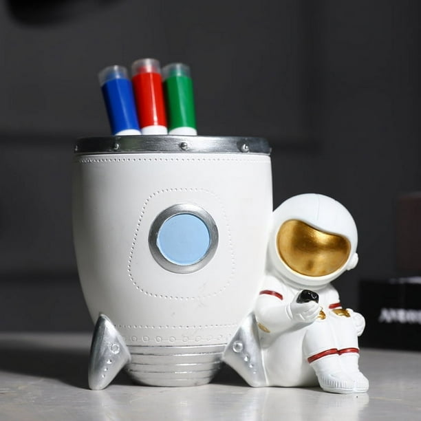 Lindo portalápices con forma de astronauta para el Día del Niño, regalo creativo, decoración de escritorio, caja de almacenamiento para bolígrafos, manualidades