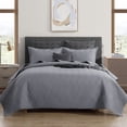 thumbnail image 4 of RUIKASI 3 Pieces Quilt Set Queen Size, Soft Microfiber Lightweight Bedspread Coverlet Bed Cover (Wave Pattern) for All Seasons, Dark Grey, 4 of 7