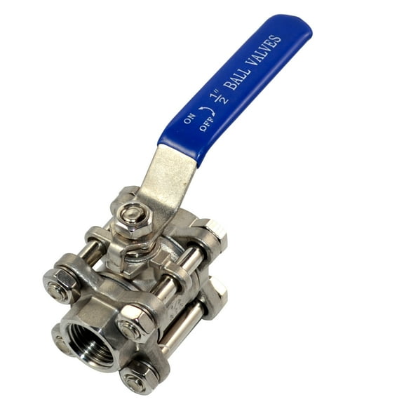 DANSPEED 1/2" inch 3 Piece Type Full Port Ball Valve NPT Female Threaded Stainless Steel SS316,3-Pcs Type , WOG 1000