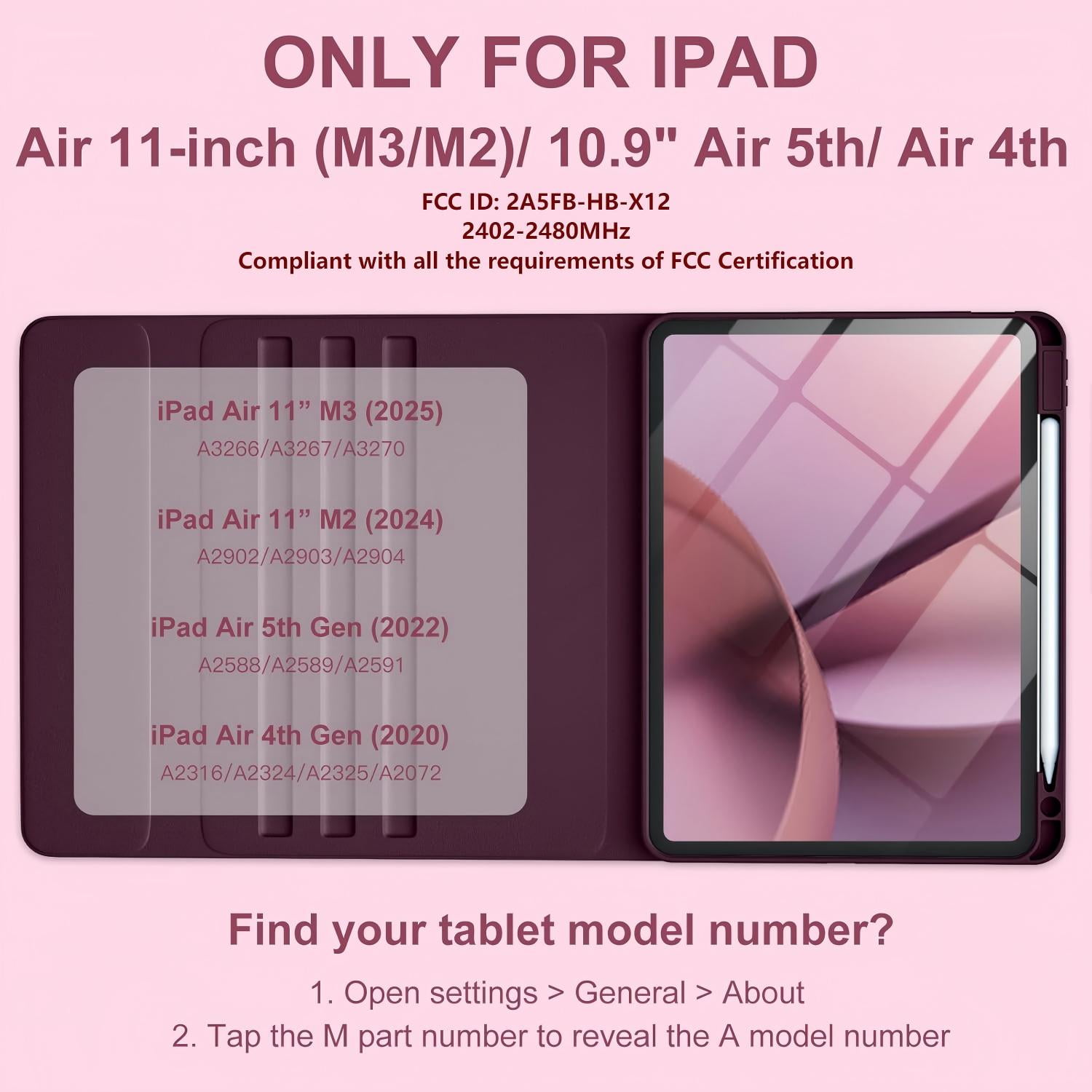GEAK Compatible With iPad Air 11 inch (M4/M3/M2) /Air 5th/ Air 4th Generation Case with Keyboard, Detachble Magnetic Fits For iPad Air Keyboard with Case