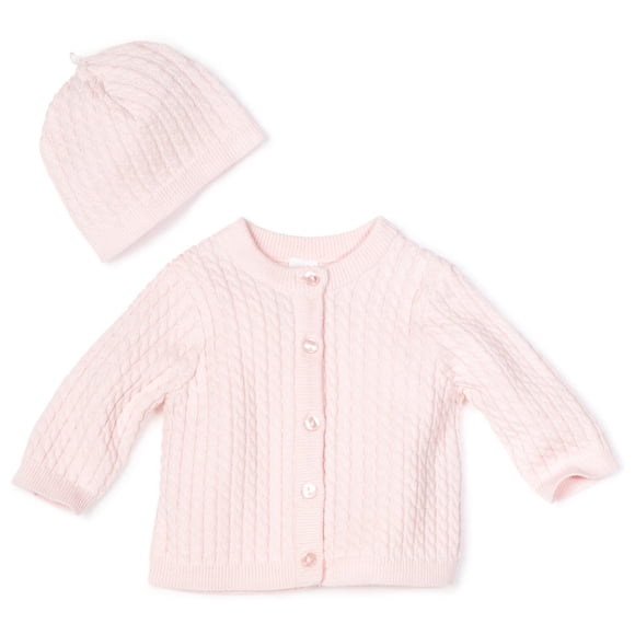 Little Me Baby Girl Newborn Adorable Cable Sweater, Light Pink, 6 Months