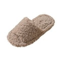 thumbnail image 3 of Mens Womens Slippers Casual Unisex Slip-on Close Toe Flats Solid Color Indoor Outdoor Warm Bedroom Shoes Slippers Khaki 5.5, 3 of 5
