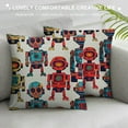 thumbnail image 3 of Robot Throw Pillow Cushion Cover, Various Different Super Robot Set in Cartoon Style Fantasy Futuristic Machine, Decorative Square Accent Pillow Case,Multicolor, 3 of 5
