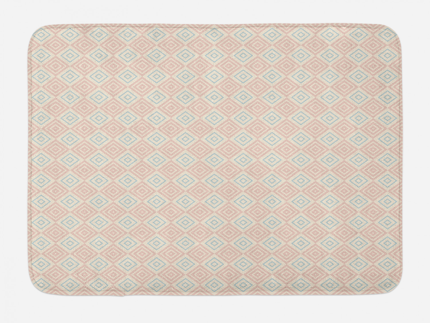 Shabby Chic Bath Mat, Vintage Style Nested Diamond Line Tile Pattern