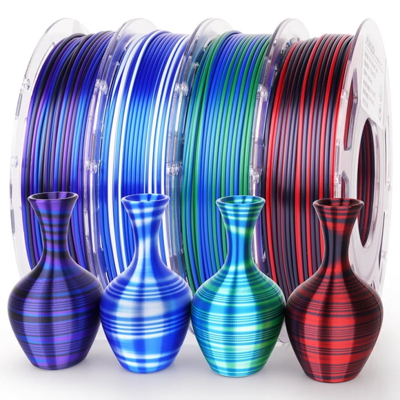 Filamento para impresora 3D AMOLEN Silk PLA, 1,75 mm, 200 g, 4 bobinas