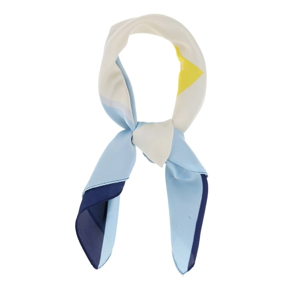 Unique Bargains 1 Pc Scarf Print Neck Scarf Yellow Beige Light Blue Navy Blue