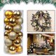 thumbnail image 4 of Christmas Tree Bauble, 24 Pieces Christmas Baubles,Shatterproof Plastic,Hanging Decoration,for Party Xmas Home Decorations (Gold), 4 of 4