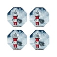 thumbnail image 1 of Vsdgher Circular Lighthouse Print Leather Coasters for Drinks, Durable Drink Coasters 4 Set for Tabletop Protection, Luxurious Home Décor and Housewarming Gift-Octagon, 1 of 6