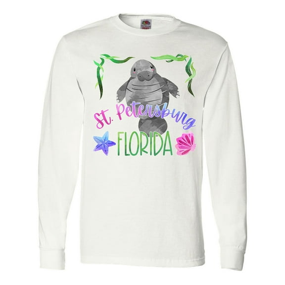 Inktastic St. Petersburg Florida Cute Swimming Manatee Long Sleeve T-Shirt
