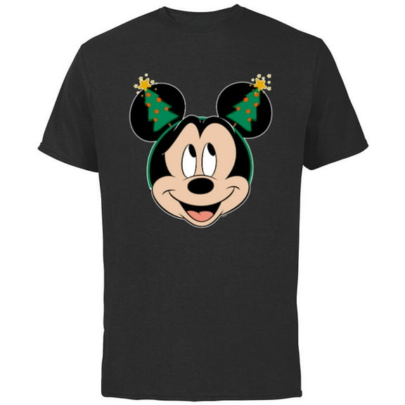 Disney Mickey Mouse Christmas Tree Holiday Headband - Short Sleeve Cotton T-Shirt for Adults - Customized-Charcoal