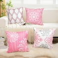 thumbnail image 3 of Decorative Throw Pillow Covers 20x20 Set of 4,Pink and White Modern Simple Square Pillow Case Cushion Cover for Sofa Couch Farmhouse Living Room, 3 of 6