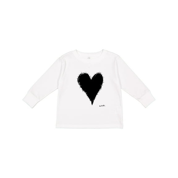 Inktastic Stitched Black Heart Boys or Girls Long Sleeve Toddler T-Shirt