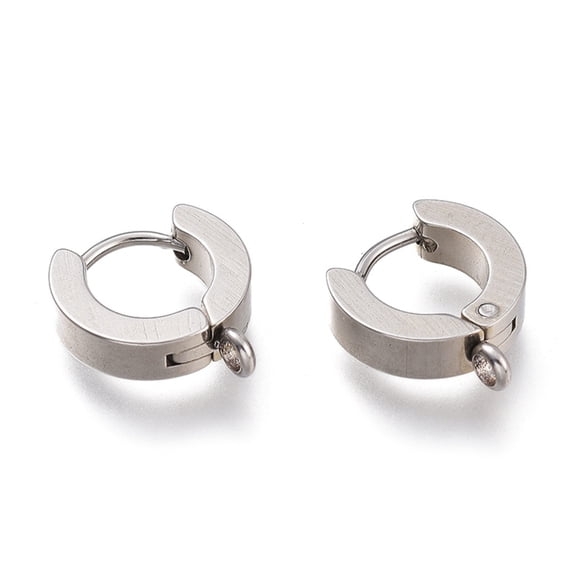 Resistant 304 Stainless Steel Huggie Hoop Earrings Findings with Vertical Loop Ring Stainless Steel color 12x9x4mm Hole: 1.5mm Pin: 1mm