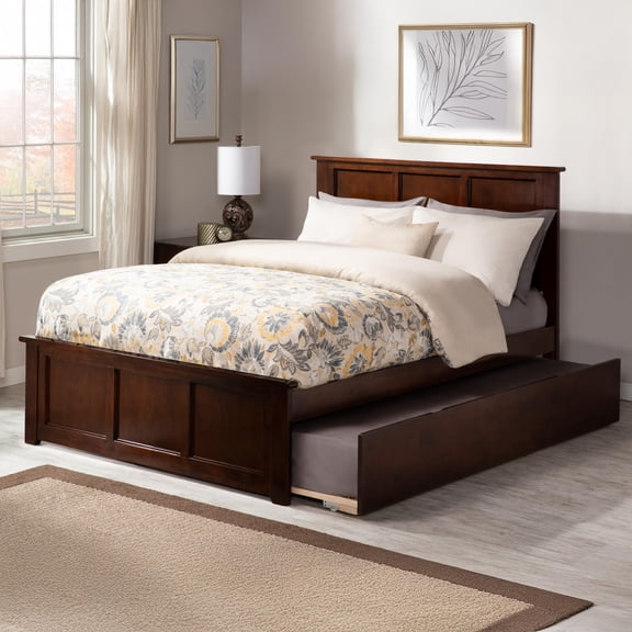 Pemberly Row Madison Full Platform Bed  and Full Trundle in Walnut