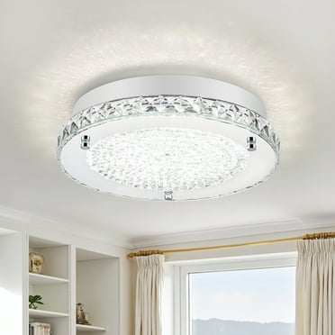Lzawvm Crystal Ceiling Light Fixture Flush Mount Ceiling Light Dimmable LED Bright 4000K for Bathroom Living Room Kitchen 11Inch 18W