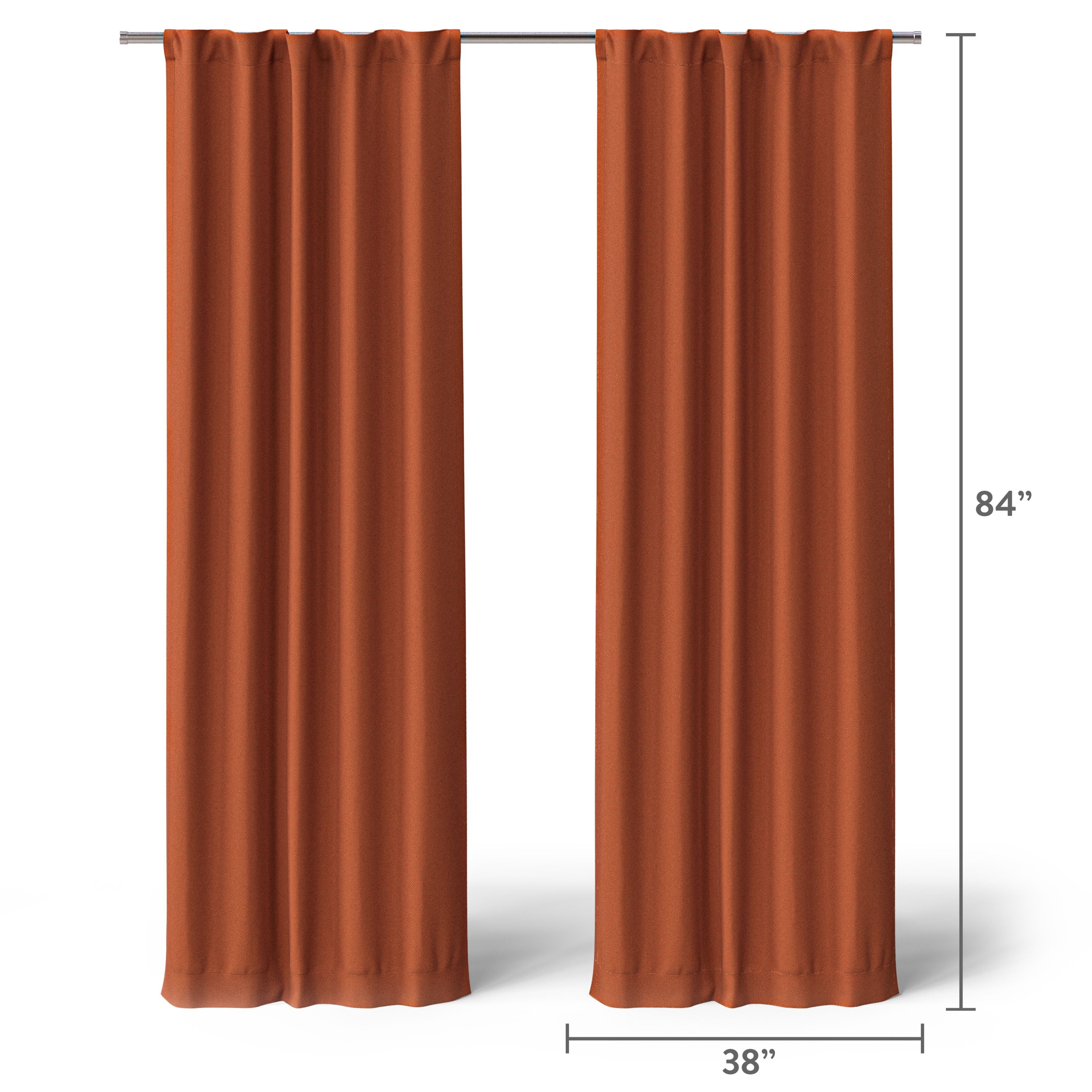 Mainstays Kids Orange Solid Blackout Rod Pocket with Back Tabs Curtain Panel Pair, Set of 2, 30" W x 84" L