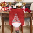 thumbnail image 1 of Camino de mesa navideño, camino de mesa con duende navideño, camino de mesa navideño con muñeca sin rostro, mantel rectangular para mesa de Navidad, lavable, 212 x 34 cm, rojo, 1 of 5