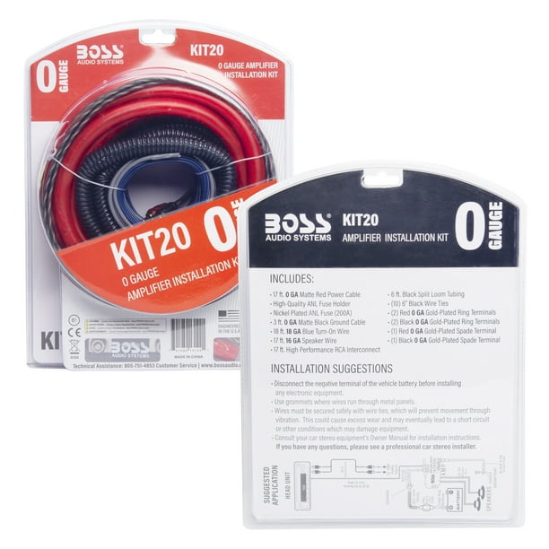 BOSS Audio Systems KIT20 0 Gauge Car Amplifier Install Kit