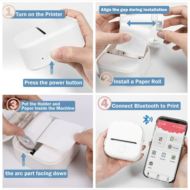 Phomemo T02 Mini Portable Sticker Printer Bluetooth Wireless Thermal  Printer Set