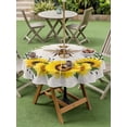 thumbnail image 5 of Outdoor Tablecloth with Umbrella Hole Zipper Sunflowers Bees Round Tablecloth 54" Waterproof Outside Table Cloth Spring Farmhouse Honey Flowers Leaves Patio Table Cover Tablecloths for Picnic Party, 5 of 8