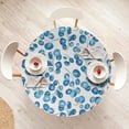 thumbnail image 4 of Ambesonne Leaf Print Fitted Round Tablecloth, Circular Leaves Oceanic, 40"- 44" Diameter, Azure Blue White, 4 of 5