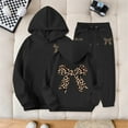 thumbnail image 2 of idosla Hoodies for Teen Girls Fall Sets 2 Piece Outfits Sweatshirts Trendy Preppy Cheetah Print Bow Hoodie (Black, 8-9 Years), 2 of 8