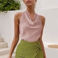 thumbnail image 6 of XFLWAM Women's Silky Satin Tank Top Cowl Neck Sleeveless Draped Blouse Halter Wrap Tie Back Backless Summer Camisole, 6 of 7