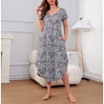 thumbnail image 5 of Richie House Nightgowns Nightdress Women V Neck Print Short Slit Sleepwear S-XXL RHW2895, 5 of 6
