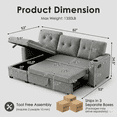 thumbnail image 2 of Howcool 82" Convertible Sleeper Sofa with Pull Out Bed, L-Shaped Sectional Couch with Storage Chaise, Linen Fabric Sofa with USB Charging Ports for Living Room Apartment,Light Grey, 2 of 8