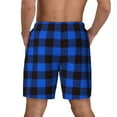 thumbnail image 4 of Balery Buffalo Plaid Blue Black Mens Swim Trunks Swim Shorts for Men Quick Dry Inseam Beach Shorts with Compression Liner Pocket-3X-Large, 4 of 9