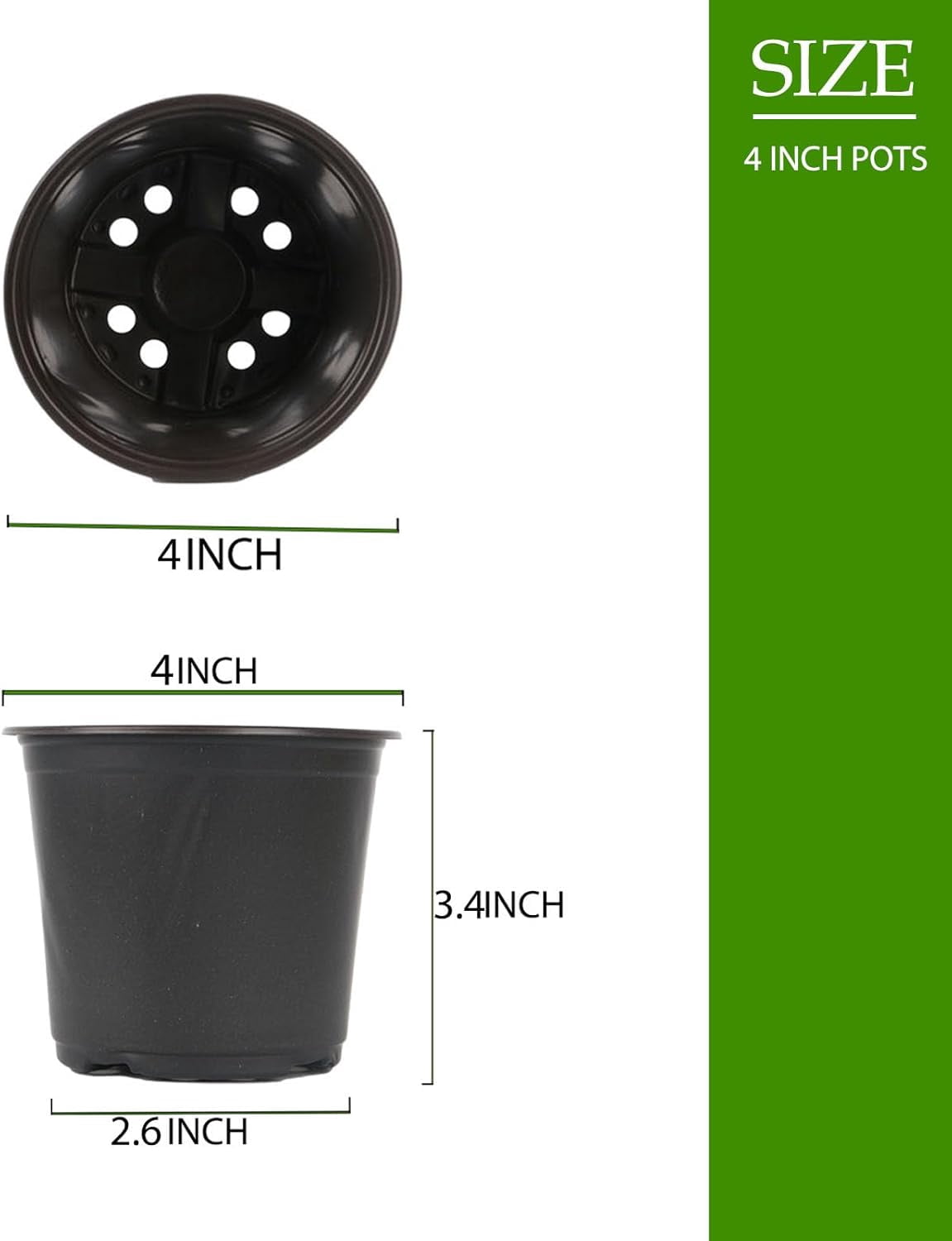 CozyNF 100 Packs Nursery Pots,3 Inches Plastic Nursery Pots for Plants with Drainage Holes, Seed Starting Garden Pots of Flower Plant Container for Succulents, Cuttings, Transplanting (100, 3 Inch)