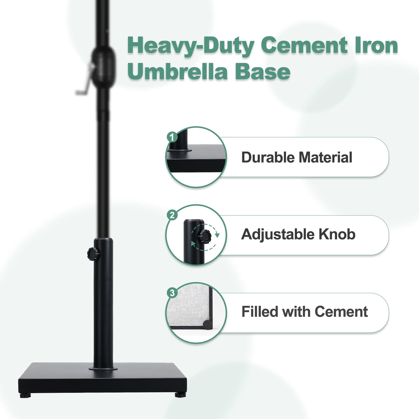 BPS 39 lb Heavy Duty Square Outdoor Concrete Patio Umbrella Base Stand Black
