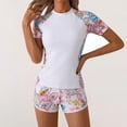 thumbnail image 4 of Qingpeng Womens Two Piece Rash Guard Swimsuit Printed Short Sleeve with High Waist Boyshorts Slimming Bathing Suit, 4 of 5