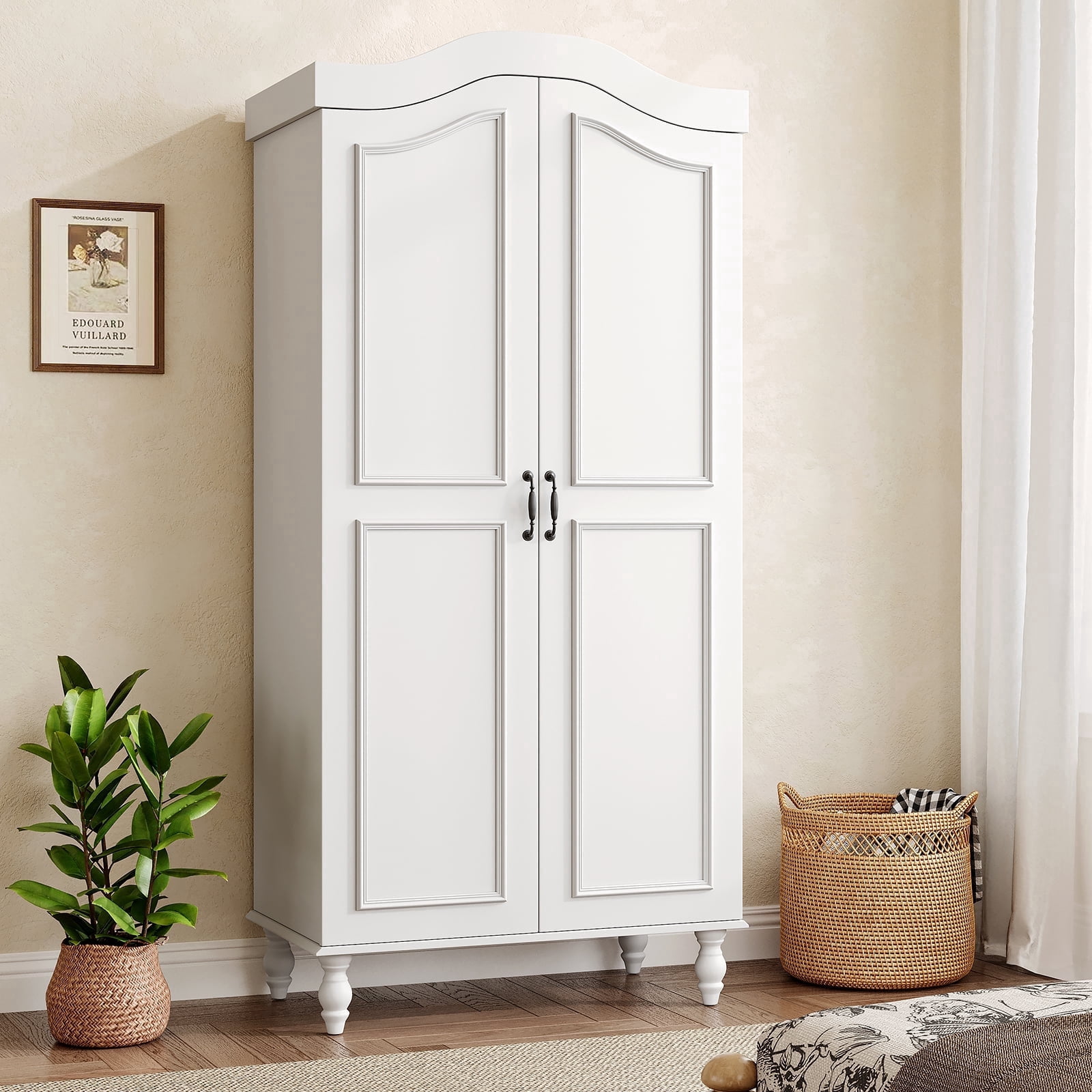 Hodedah 2-Door Wardrobe with 4-Shelves, White - Walmart.com
