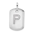 thumbnail image 1 of Diamond2Deal 14K Gold Gold Diamond Initiale P Dog Tag Charme pour Femmes (W - 0.7 Pouce), 1 of 4