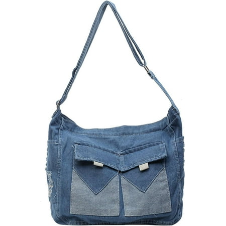 CoCoMangos Denim Messenger Bag Y2K Jean Purses for Women Denim Shoulder Bag Crossbody Handbag