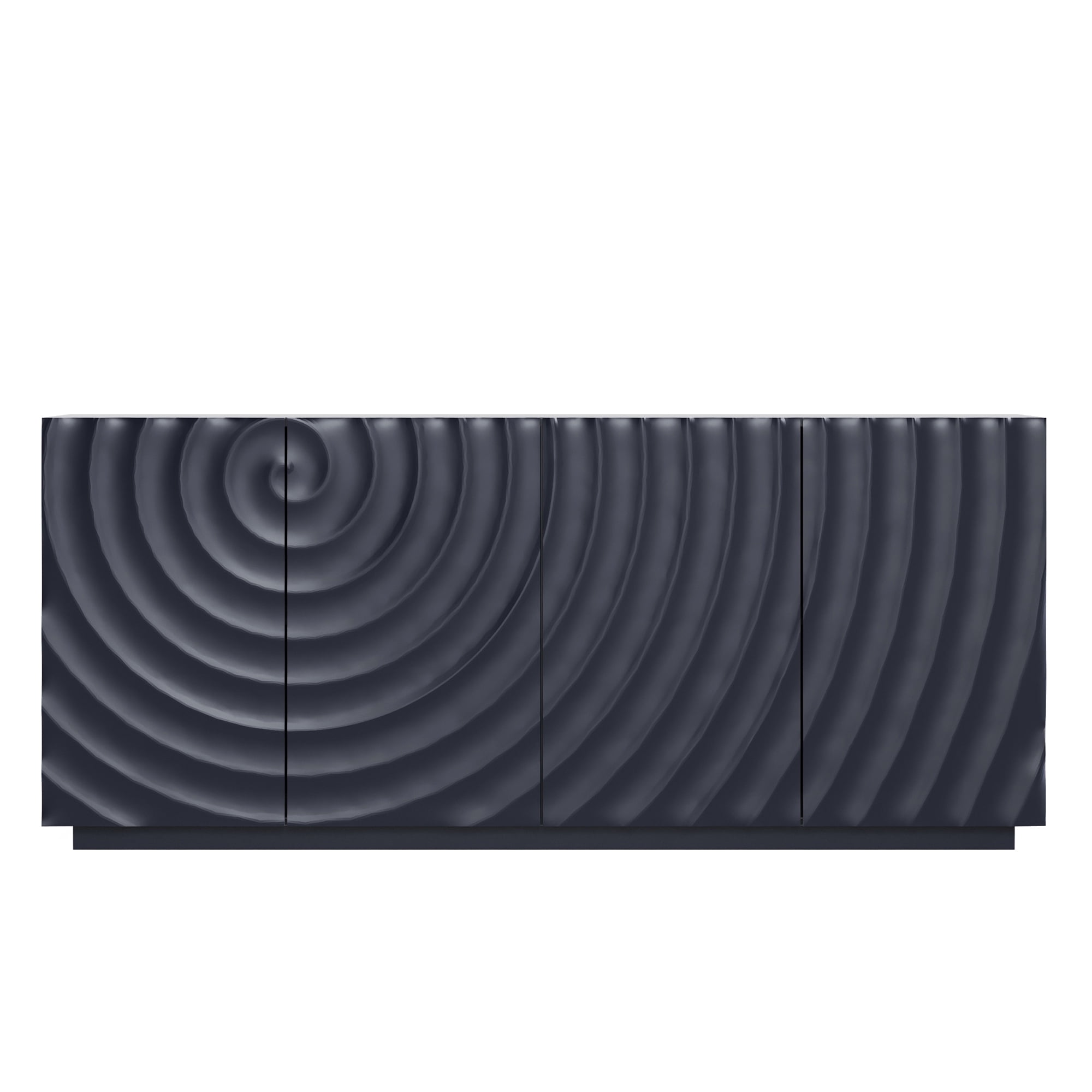 Homy Casa 59 in Modern Credenza Sideboard Storage Cabinet with 4 Doors and 3D Ripple Front, Navy Blue