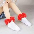 thumbnail image 3 of Girls Lace Socks 7 Years Old Ruffle Socks for Toddler Baby Girls Double Frilly Lace Dress Socks Kids Ankle Tutu Socks Socks 0-3 Months Girls, 3 of 3