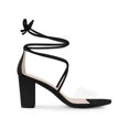 thumbnail image 3 of BLISSFUL STEP Women Lace Up Clear Strap Block Heels Sandals Black 6, 3 of 7