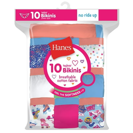 Photo 1 of Hanes Girls' Cotton Bikinis 10-Pack