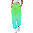 thumbnail image 2 of WERYOUNG Girls Boys Sports Pants Spring Summer Gradient Color Stretch Elastic Waist Drawstring Jogger Pants Baby Stylish Sweat Pants,Light Green,4-5 Years, 2 of 6