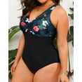 thumbnail image 4 of GFDYREE Women Plus Size One Piece Swimsuits V Neck Tummy Control Bathing Suits Front Cross Swimwear, 4 of 7